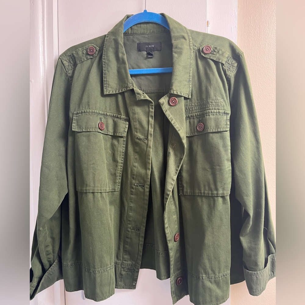 JCrew Cropped Utility Pleated Back Jacket